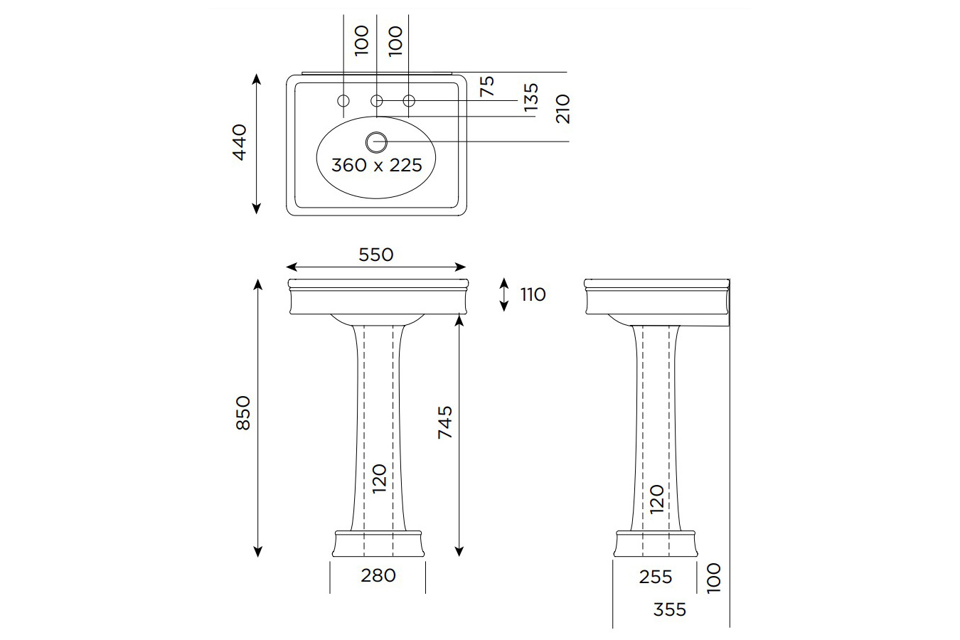 Lonsdale Basin On Pedestal Basins Oakleys Bathroom Supplies