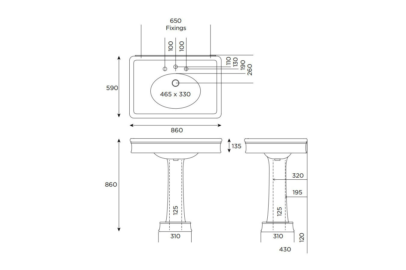 Lonsdale Basin On Pedestal Basins Oakleys Bathroom Supplies