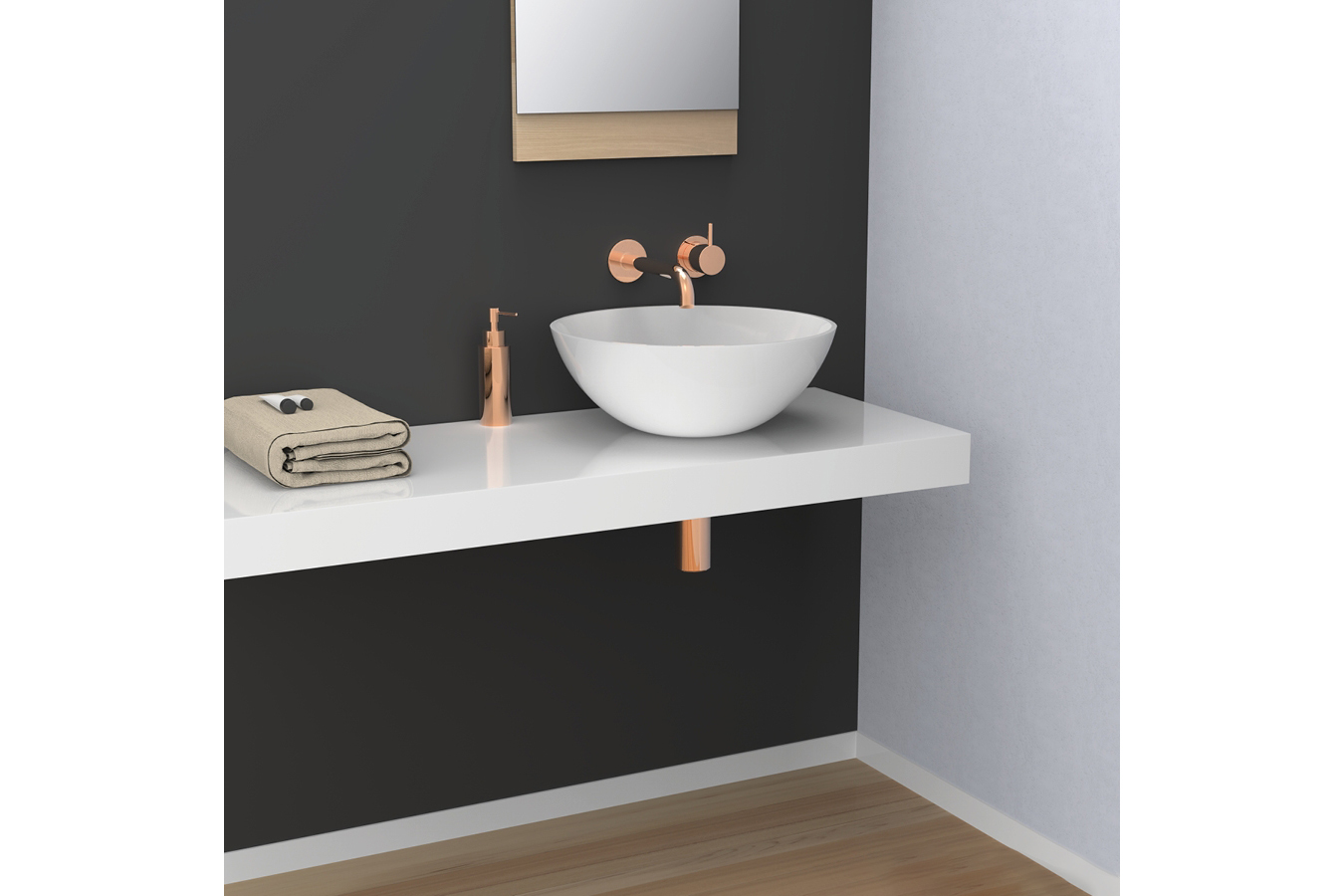 Complex Solid Surface Vanity Top / Floating Shelf Vanities Oakleys
