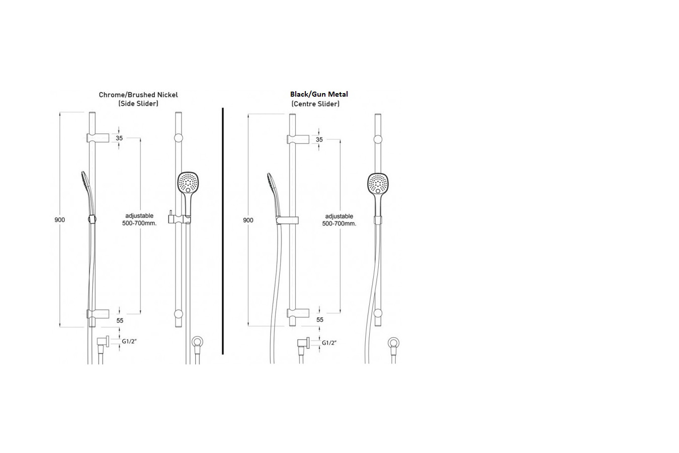 Splash Plus Square ION Slide Shower Tapware Oakleys Bathroom Supplies
