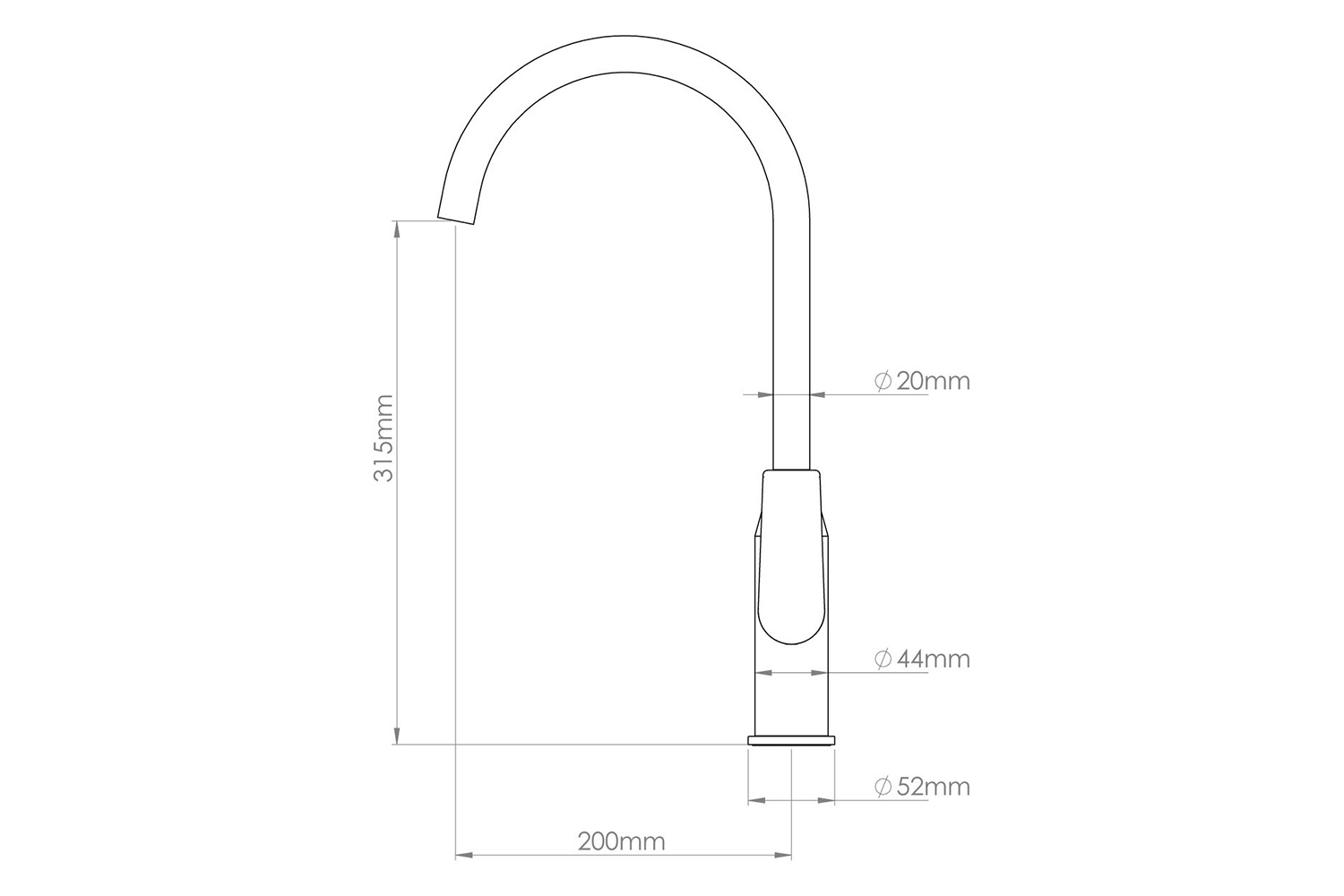 Olympia Gooseneck Sink Mixer Sink Mixers Oakleys Bathroom Supplies
